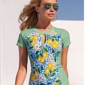 La Blanca Limoncello Print Rash Guard, size L, NWT